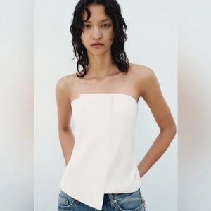 Zara Women’s White Satin Strapless Top Size